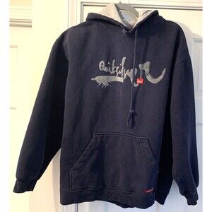 VTG Quiksilver Hoodie Pilling Blue Y2K Surf Skater Grunge Snowboard Men's L RARE